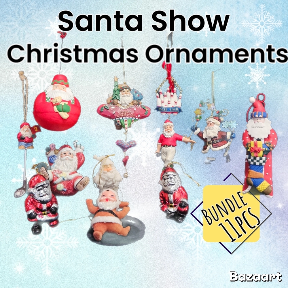 Santa Show Christmas Ornaments Bundle - 11 Pieces